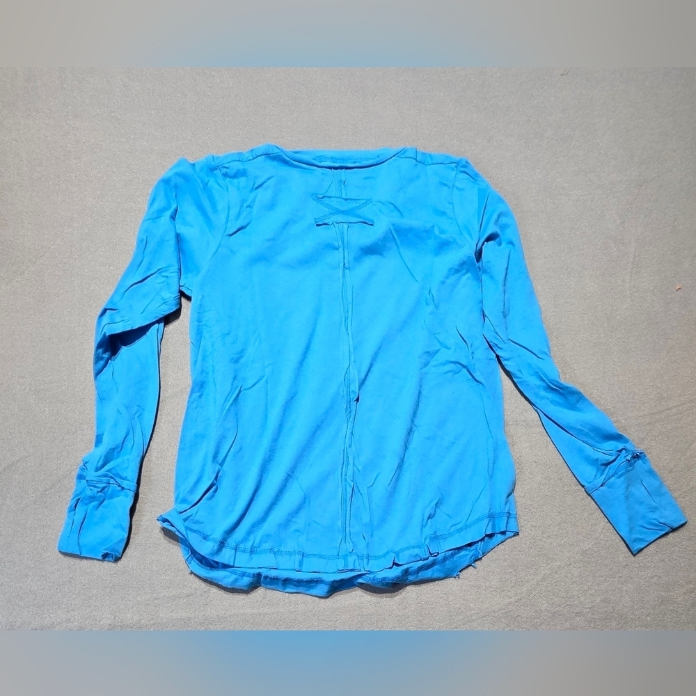 Zenana NEW In Bag Deep Sky Blue Long Sleeve Tee Size Large PTP 22 - Picture 4 of 6